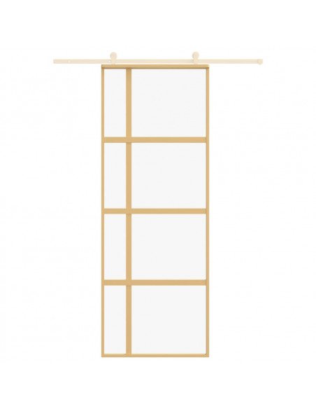 Porta Scorrevole Dorata 76x205 Vetro Trasparente ESG Alluminio