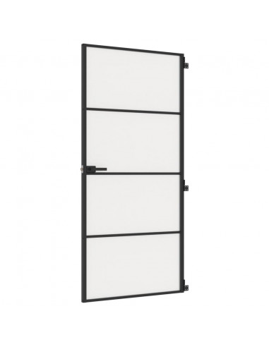 Porta Interni Sottile Nera 93x201,5cm Vetro Temperato Alluminio