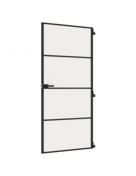 Porta Interni Sottile Nera 93x201,5cm Vetro Temperato Alluminio