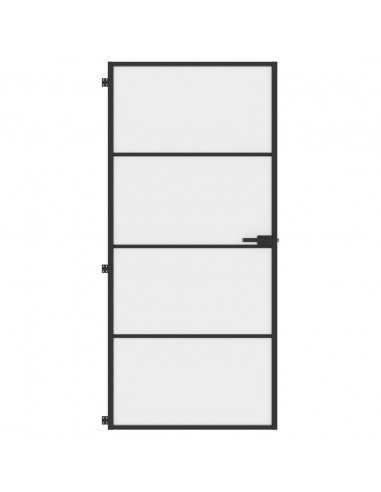 Porta Interni Sottile Nera 93x201,5cm Vetro Temperato Alluminio