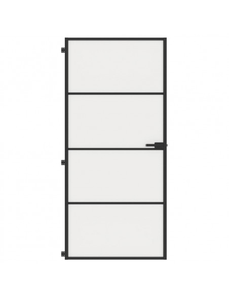 Porta Interni Sottile Nera 93x201,5cm Vetro Temperato Alluminio