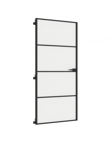 Porta Interni Sottile Nera 93x201,5cm Vetro Temperato Alluminio