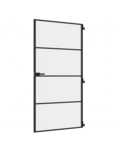 Porta Interni Sottile Nera 102,5x201,5Vetro Temperato Alluminio 2