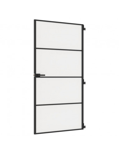 Porta Interni Sottile Nera 102,5x201,5Vetro Temperato Alluminio