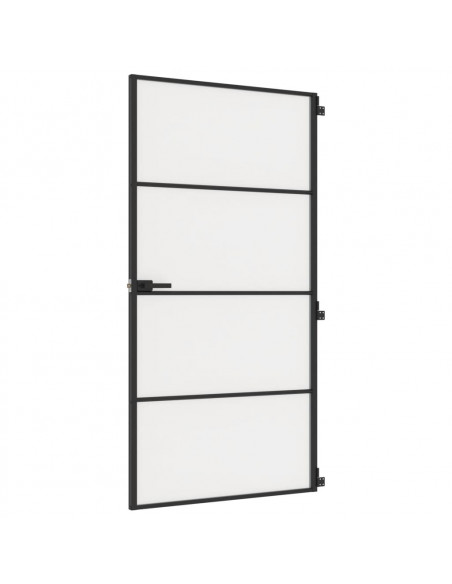 Porta Interni Sottile Nera 102,5x201,5Vetro Temperato Alluminio