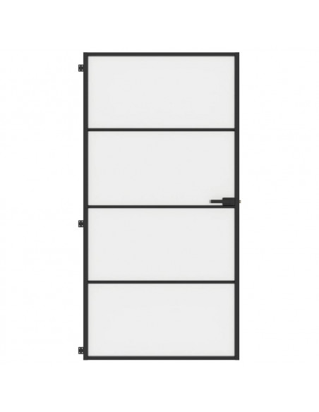 Porta Interni Sottile Nera 102,5x201,5Vetro Temperato Alluminio