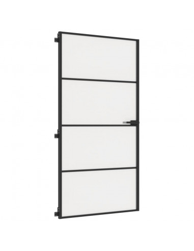 Porta Interni Sottile Nera 102,5x201,5Vetro Temperato Alluminio