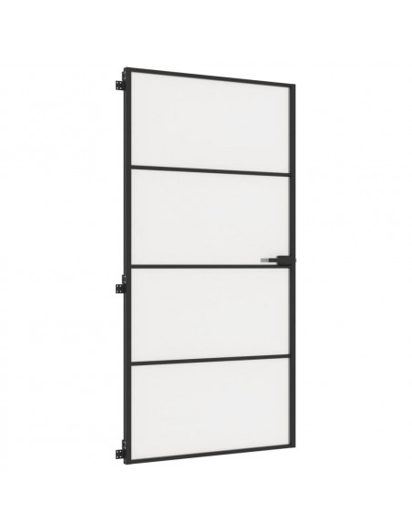 Porta Interni Sottile Nera 102,5x201,5Vetro Temperato Alluminio