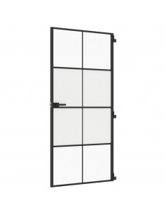 Porta Interni Sottile Nera 93x201,5cm Vetro Temperato Alluminio 2