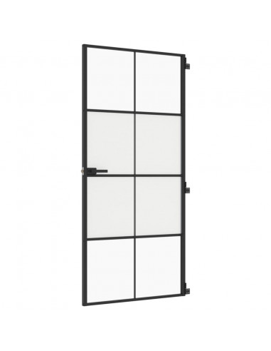 Porta Interni Sottile Nera 93x201,5cm Vetro Temperato Alluminio