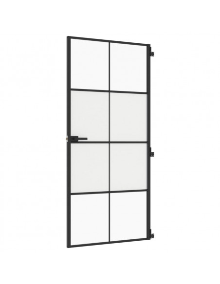 Porta Interni Sottile Nera 93x201,5cm Vetro Temperato Alluminio
