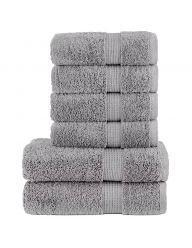 Set Asciugamani 6 pz Grigio 600 gsm 100% Cotone