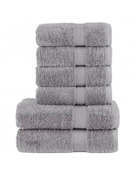 Set Asciugamani 6 pz Grigio 600 gsm 100% Cotone
