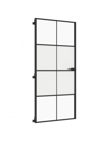 Porta Interni Sottile Nera 93x201,5cm Vetro Temperato Alluminio