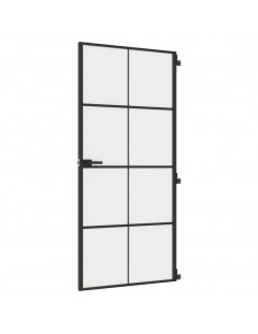 Porta Interni Sottile Nera 93x201,5cm Vetro Temperato Alluminio 2