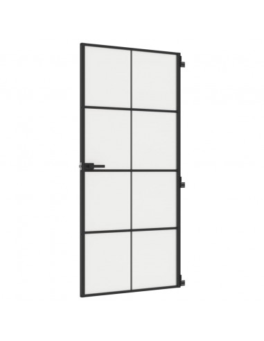 Porta Interni Sottile Nera 93x201,5cm Vetro Temperato Alluminio