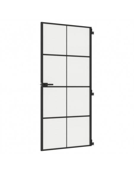 Porta Interni Sottile Nera 93x201,5cm Vetro Temperato Alluminio