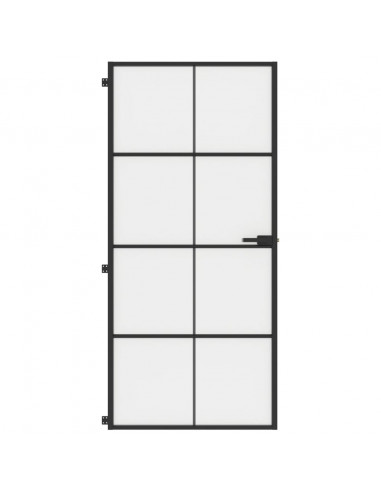 Porta Interni Sottile Nera 93x201,5cm Vetro Temperato Alluminio