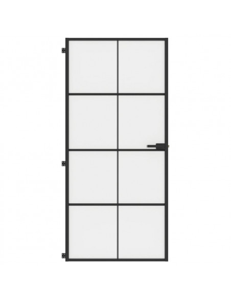 Porta Interni Sottile Nera 93x201,5cm Vetro Temperato Alluminio