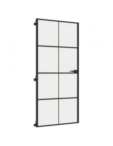 Porta Interni Sottile Nera 93x201,5cm Vetro Temperato Alluminio