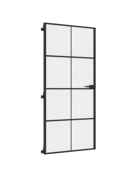 Porta Interni Sottile Nera 93x201,5cm Vetro Temperato Alluminio