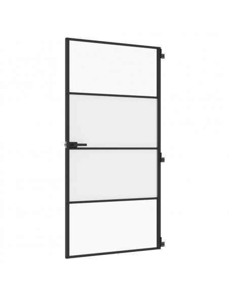 Porta Interni Sottile Nera 102,5x201,5Vetro Temperato Alluminio