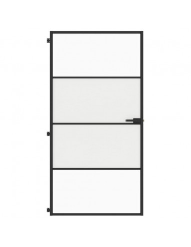 Porta Interni Sottile Nera 102,5x201,5Vetro Temperato Alluminio
