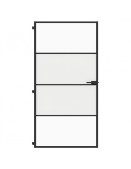 Porta Interni Sottile Nera 102,5x201,5Vetro Temperato Alluminio