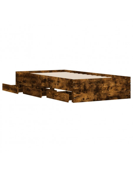 Giroletto con Cassetti Rovere Fumo 100x200 cm Legno Multistrato