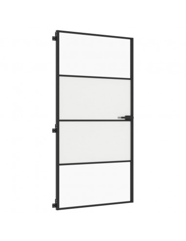 Porta Interni Sottile Nera 102,5x201,5Vetro Temperato Alluminio