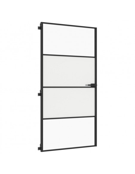 Porta Interni Sottile Nera 102,5x201,5Vetro Temperato Alluminio
