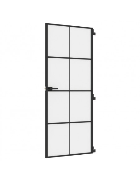 Porta Interni Sottile Nera 83x201,5cm Vetro Temperato Alluminio
