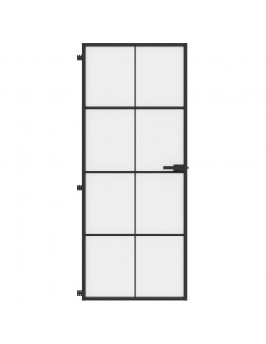 Porta Interni Sottile Nera 83x201,5cm Vetro Temperato Alluminio