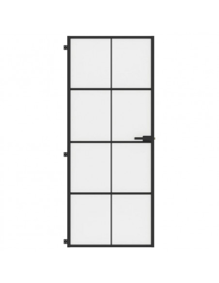 Porta Interni Sottile Nera 83x201,5cm Vetro Temperato Alluminio