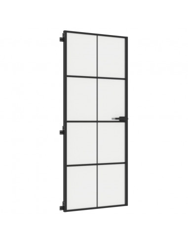 Porta Interni Sottile Nera 83x201,5cm Vetro Temperato Alluminio