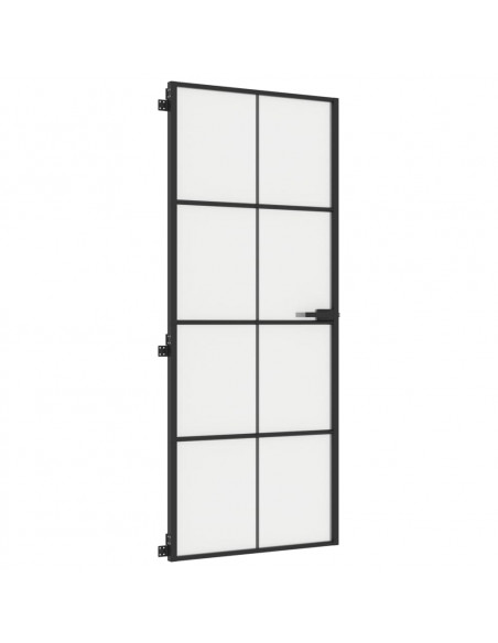 Porta Interni Sottile Nera 83x201,5cm Vetro Temperato Alluminio