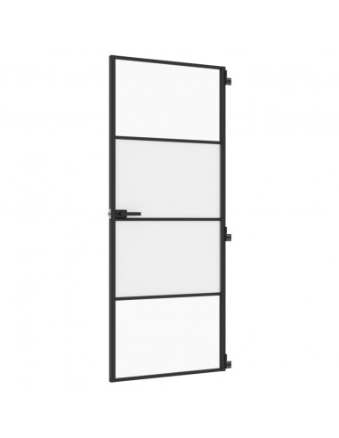 Porta per Interni Nera 83x201,5cm Vetro Temperato e Alluminio