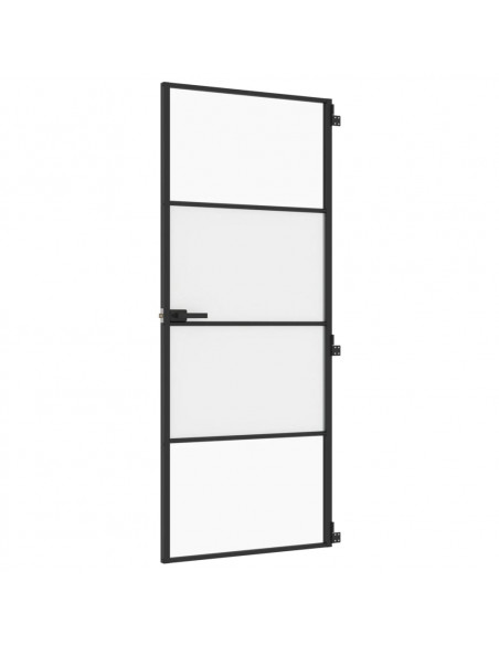 Porta per Interni Nera 83x201,5cm Vetro Temperato e Alluminio