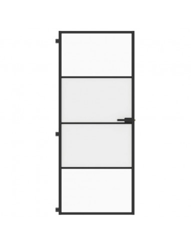 Porta per Interni Nera 83x201,5cm Vetro Temperato e Alluminio