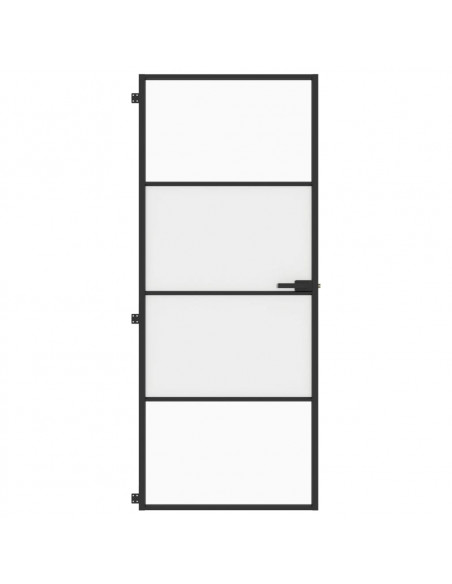 Porta per Interni Nera 83x201,5cm Vetro Temperato e Alluminio
