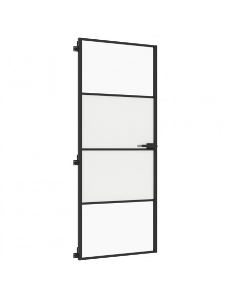 Porta per Interni Nera 83x201,5cm Vetro Temperato e Alluminio