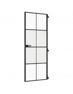 Porta Interni Sottile Nera 76x201,5cm Vetro Temperato Alluminio 2