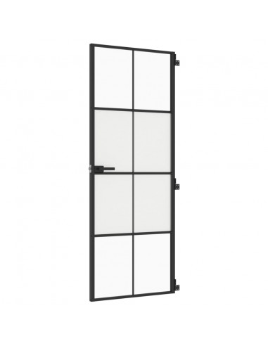 Porta Interni Sottile Nera 76x201,5cm Vetro Temperato Alluminio