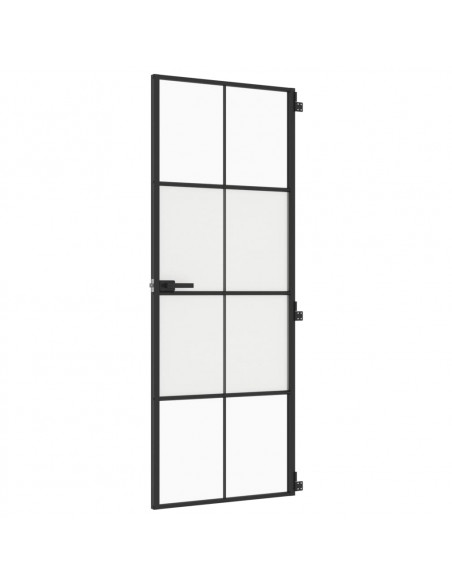 Porta Interni Sottile Nera 76x201,5cm Vetro Temperato Alluminio