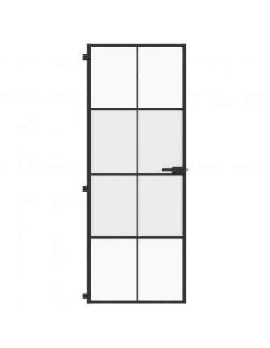 Porta Interni Sottile Nera 76x201,5cm Vetro Temperato Alluminio