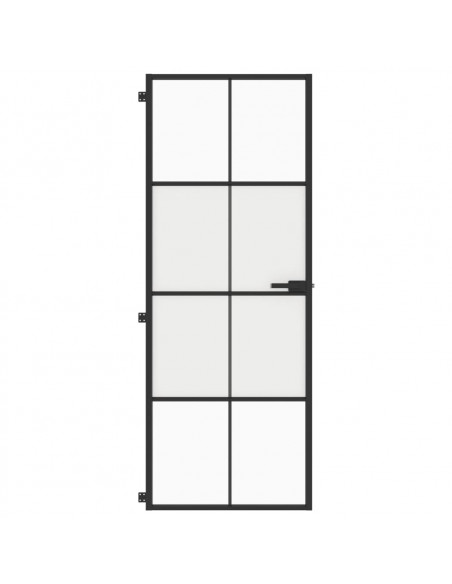 Porta Interni Sottile Nera 76x201,5cm Vetro Temperato Alluminio
