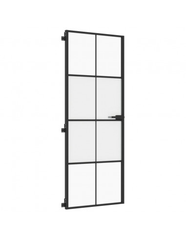 Porta Interni Sottile Nera 76x201,5cm Vetro Temperato Alluminio
