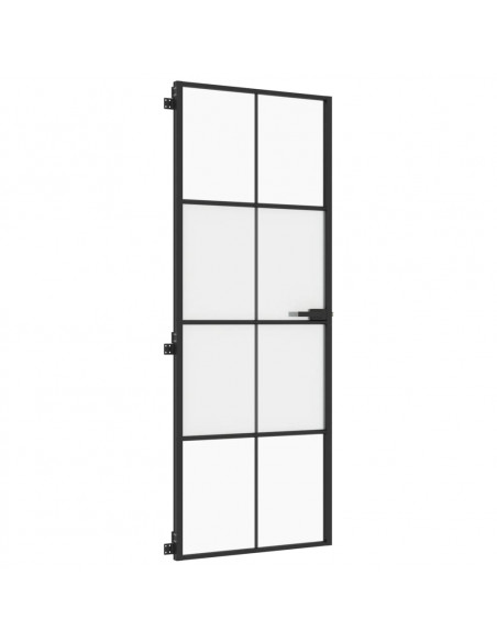 Porta Interni Sottile Nera 76x201,5cm Vetro Temperato Alluminio