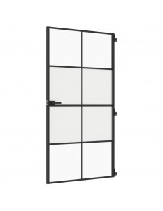 Porta Interni Sottile Nera 102,5x201,5Vetro Temperato Alluminio 2