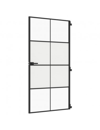 Porta Interni Sottile Nera 102,5x201,5Vetro Temperato Alluminio